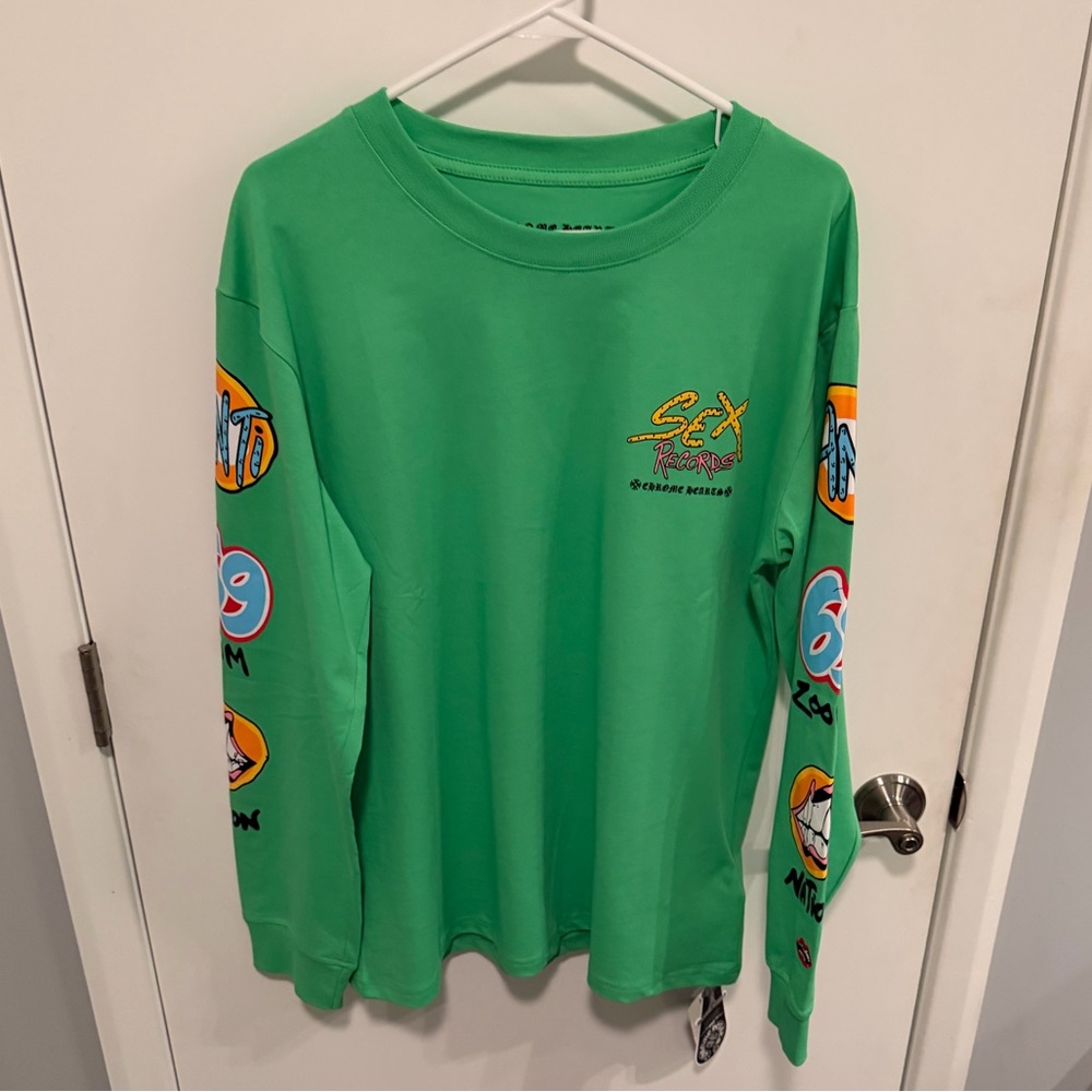 Chrome Hearts Matty Boy Sex Records Long Sleeve T-Shirt Green size XL